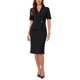 thumbnail image 1 of INSPIRE CHIC Vestido de Mujer con Falso Envoltorio, Cuello con Solapa, Manga Corta, Vestido Lápiz para Oficina, Talla L, Negro, 1 of 5