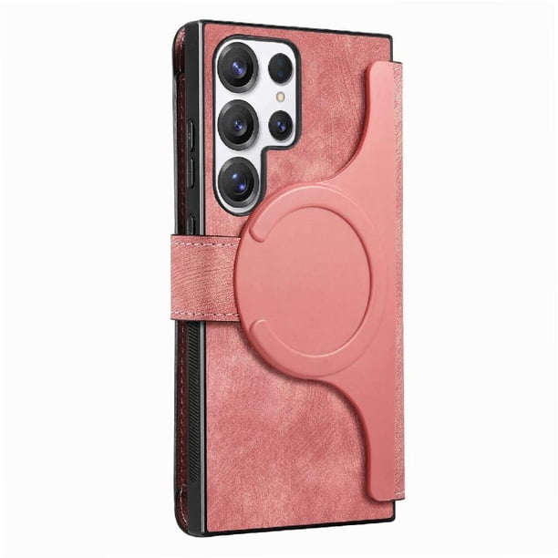 Funda Billetera Magnética para Samsung Galaxy S25 Ultra Soporte Tarjetas Desmontable Rosa