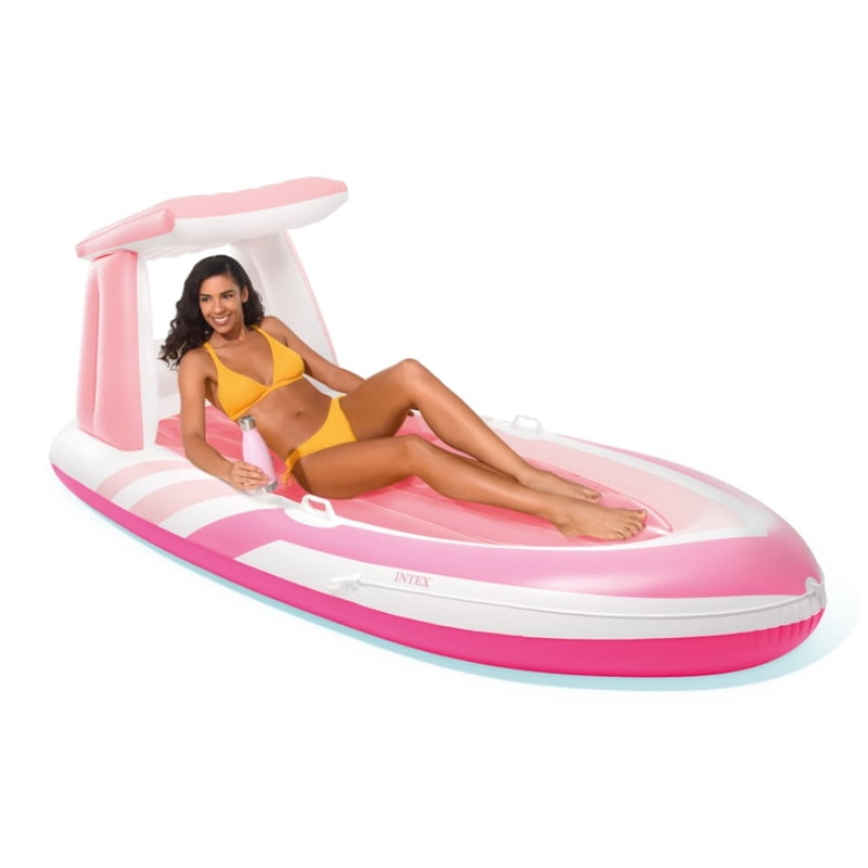 Colchoneta Inflable Intex Pink Paradise Con Techo Y Porta Bebidas