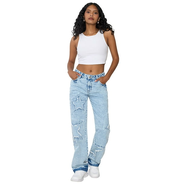 Jeans Mujer Straight Fit Noventero Azul Claro Corona