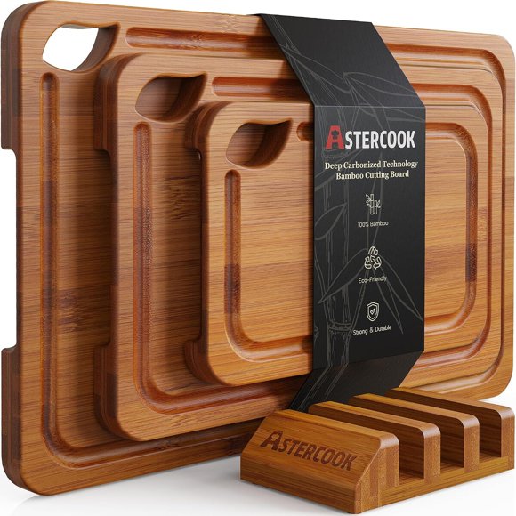 Astercook DeepCarbonized Bamboo Cutting Boards for Kitchen