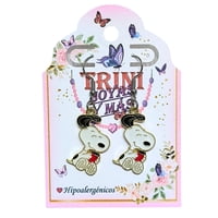 Trini Joyas Y Mas - Aros De Snoopy Con Café, Ganchos De Acero