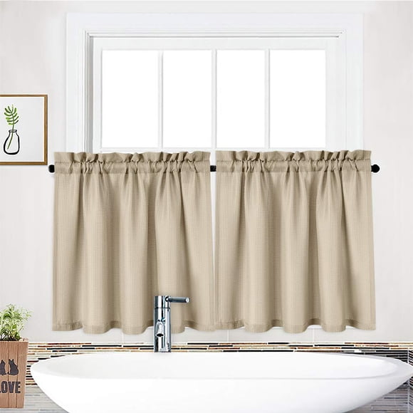 Cortinas Tier NANAN 76 cm x 91 cm Plaza Taupe – Juego de 2