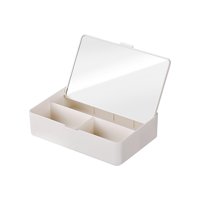 Magideal - Caja Organizadora De Escritorio Con Espejo De Tocador, Organizador De Cosméticos, Estuche De Maquillaje De Viaje Con Espejo, Caja De Almacenamiento De