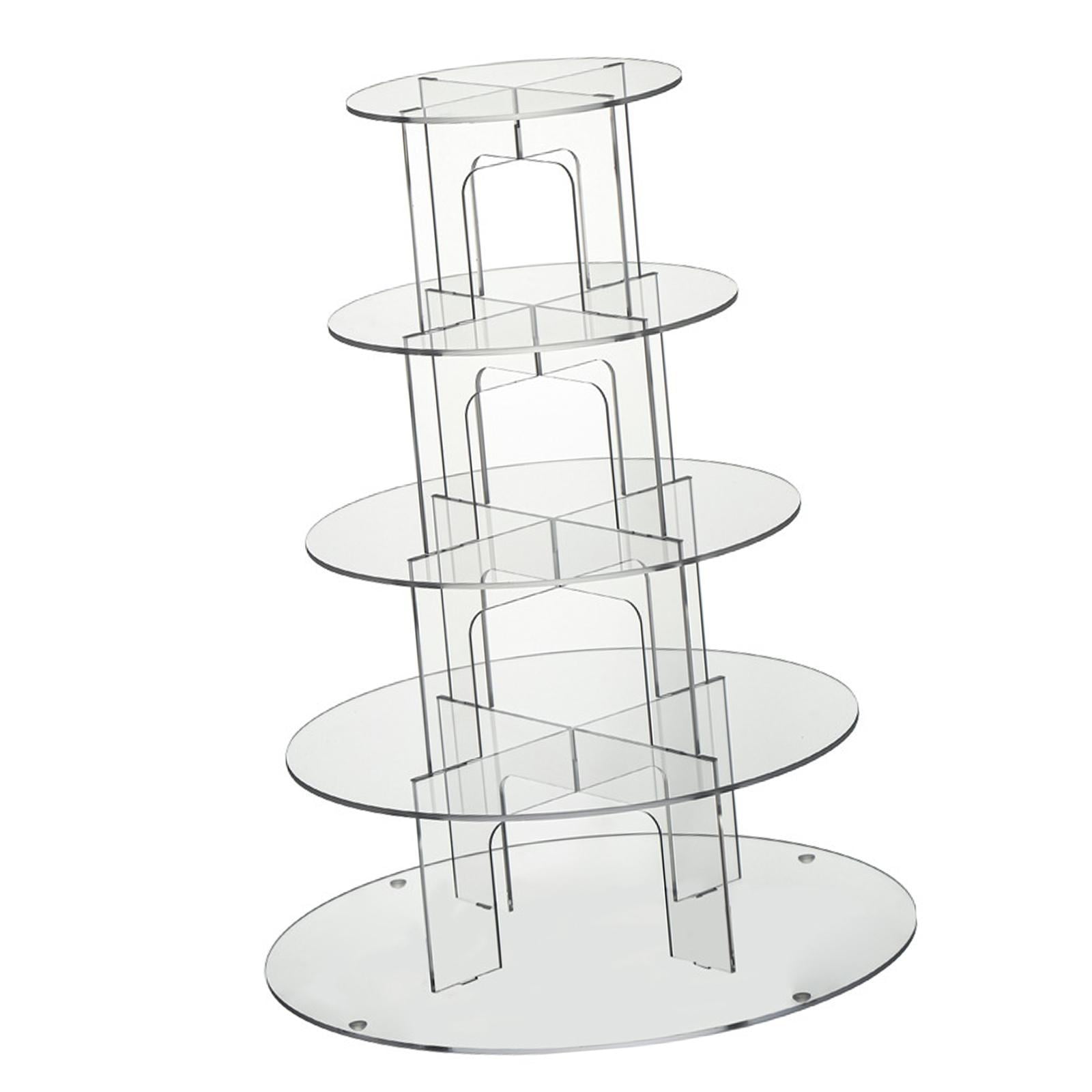 Magideal - Soporte Acrílico Para Magdalenas, Torre De Pastelería, Soporte Para Magdalenas, Soporte De Torre Para Postre, Aperitivos, Fiesta De Té, Boda, Cumpleañ 5 Niveles