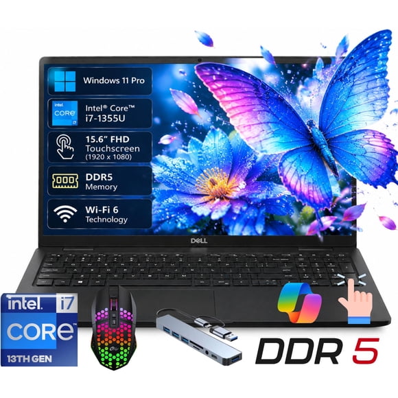 Notebook Dell 15 DC15250 de 15.6 pulgadas con pantalla FHD. Equipado con procesador Intel Core i7-1355U, 24GB de memoria RAM, almacenamiento de 512GB SSD y sistema operativo Windows 11 Pro. Diseño.