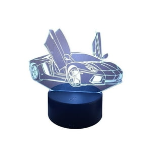 Lampara Ilusion 3D Lamborghini De 7 Colores, Base Touch