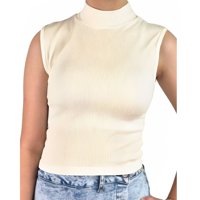 Likeshop - Top Acanalado Mujer Polera Sin Manga Cuello Alto Fashion 1001