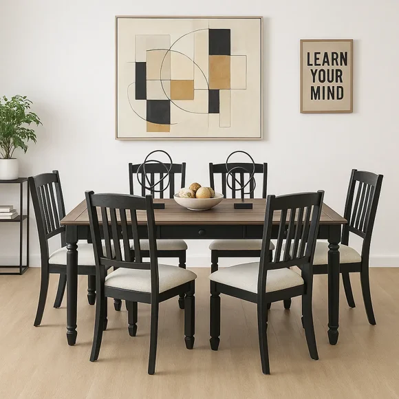 Comedor Vermont Old Black + 6 Sillas Msa