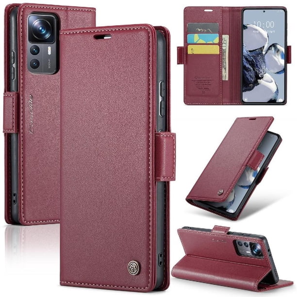 CaseMe tipo cartera Xiaomi 12T/12T Pro con cierre magnético, RFID, tarjetero, soporte, carga inalámbrica