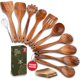thumbnail image 1 of Juego de utensilios de cocina de madera de teca Woodland USA, 12 piezas con soporte, 1 of 8