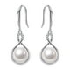 thumbnail image 1 of Aros Paris Jewelry 18K White Gold Freshwater Pearl 8MM Created Sapphire Dangling Infinity Plated, 1 of 3