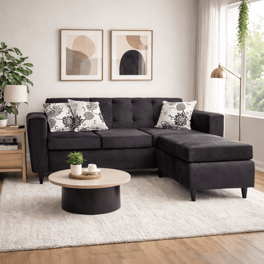 Focus - Seccional Intercambiable Roma Felpa Negro