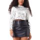 thumbnail image 1 of INSPIRE CHIC Chaquetas Cortas para Mujer Cuello Alto Metálico Cremallera Manga Larga Chaqueta de Fiesta L Plata, 1 of 6