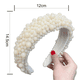 thumbnail image 2 of Diademas acolchadas de perlas para mujer: bandas anchas con cuentas acrílicas, aros barrocos, accesorios para el cabello hechos a mano para niñas., 2 of 5