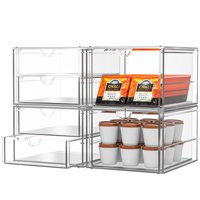 Organizador De Maquillaje Caktraie, Acrílico, Paquete De 4 Cajones, Transparente