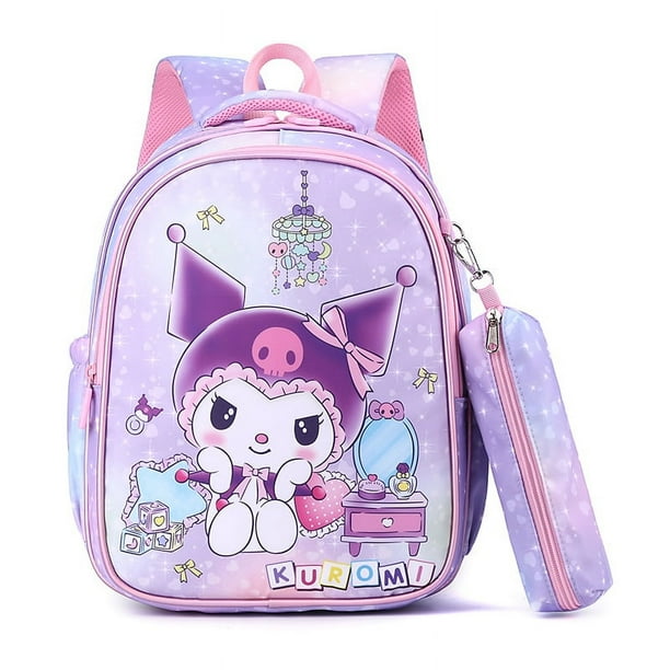 Sanrio Children's School Bag Cute Cartoon Girl Fashion Backpack Kuromi Student Handbag Pencil Case Primary School Student Bags