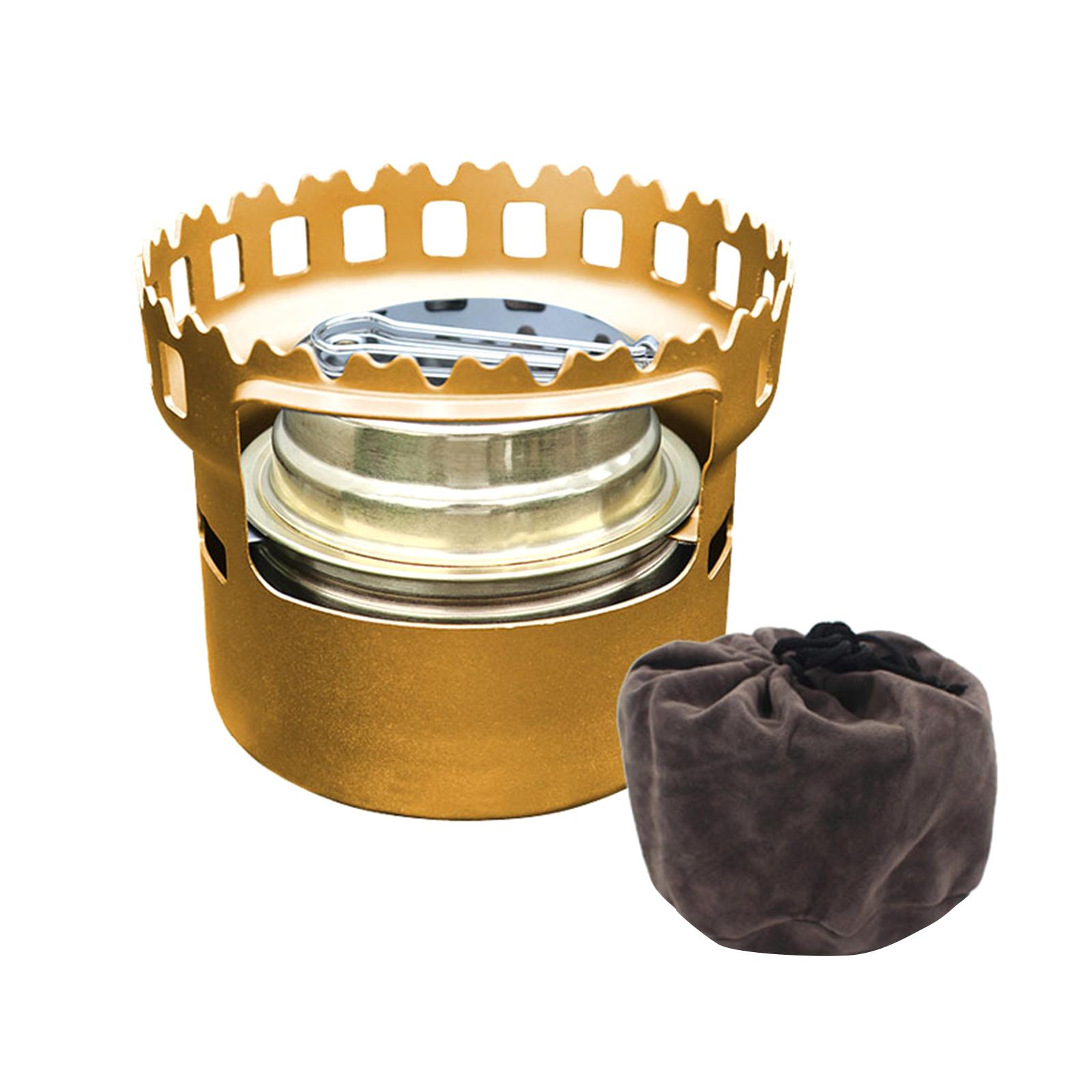 Ioensy - Estufa De Alcohol Mini Horno De Alcohol Compacto Para Viajes Actividades Al Aire Libre Barbacoa Dorado