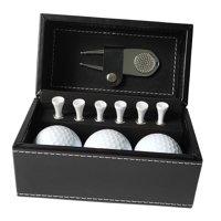 Magideal - Juego De Regalo De Pelotas De Golf, Regalo De Golf Para Hombres Con Caja De Cuero Pu, 6 Tees De Golf, Pelotas De Golf Para Niños Adultos Abuelo Papá C Herramienta De División Plateada