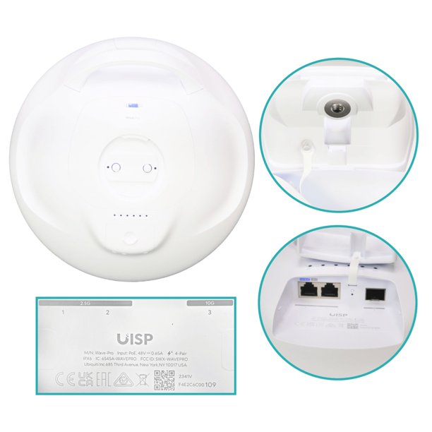 WAVE-PRO. Interfaz de usuario de 15 km, ganancia 46/22 dBi, bandas 60/5 GHz, 2 puertos a 2500, 1 SFP+ de 10G, alimentación incluida de 48V, capacidad dúplex 2,7 Gbps, versión WAVE-PRO-EU.