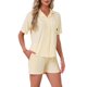 thumbnail image 4 of INSPIRE CHIC Conjuntos de Pijama Sólidos para Mujer Mangas Cortas Lindo Suave Cómodo Altamente Elástico Camisetas con Botones y Pantalones Cortos 2 Piezas M Amarillo Claro, 4 of 6