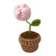 thumbnail image 2 of Flores De Ganchillo Hechas A Mano Mini Flores En Maceta Maceta Accesorios Para Automóviles Rosa, 2 of 3