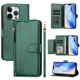 thumbnail image 5 of Funda tipo cartera para iPhone 13 Pro Max con bolsillo con cremallera, tarjetero, soporte, correa para la muñeca y tapa de cuero verde, 5 of 5