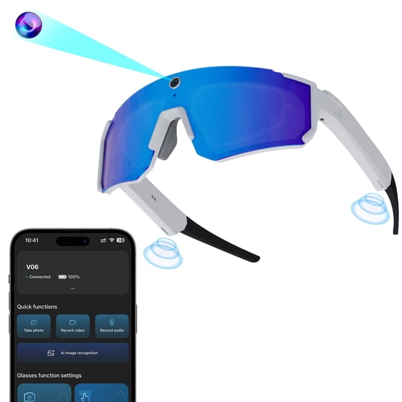 Gafas Inteligentes V06 Con Cámara De 32 Mp Y Control Por Voz