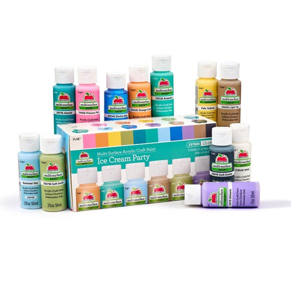 Set de Pintura Acrílica Multisuperficie Apple Barrel Ice Cream Party, 12 x 59 ml