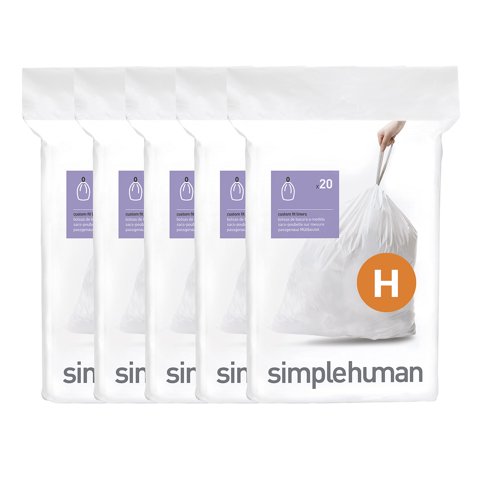 Bolsas De Basura Simplehuman Code H 30-35 L/8-9 Galones, 100 Unidades