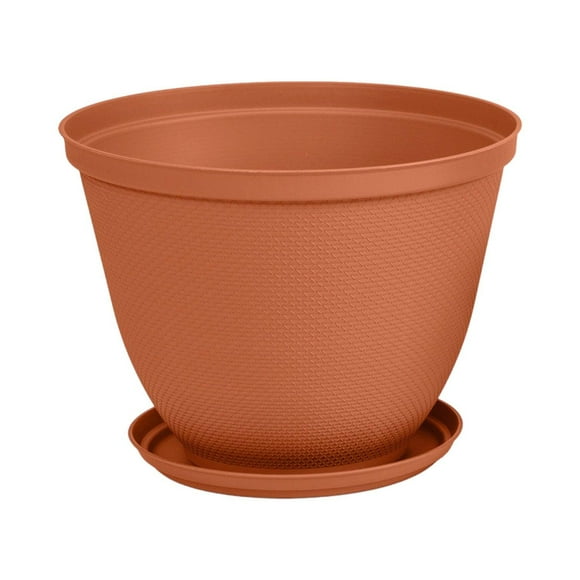 Macetero Plástico Con Plato Redondo 35cm Terracota Terracota Tamaño Único