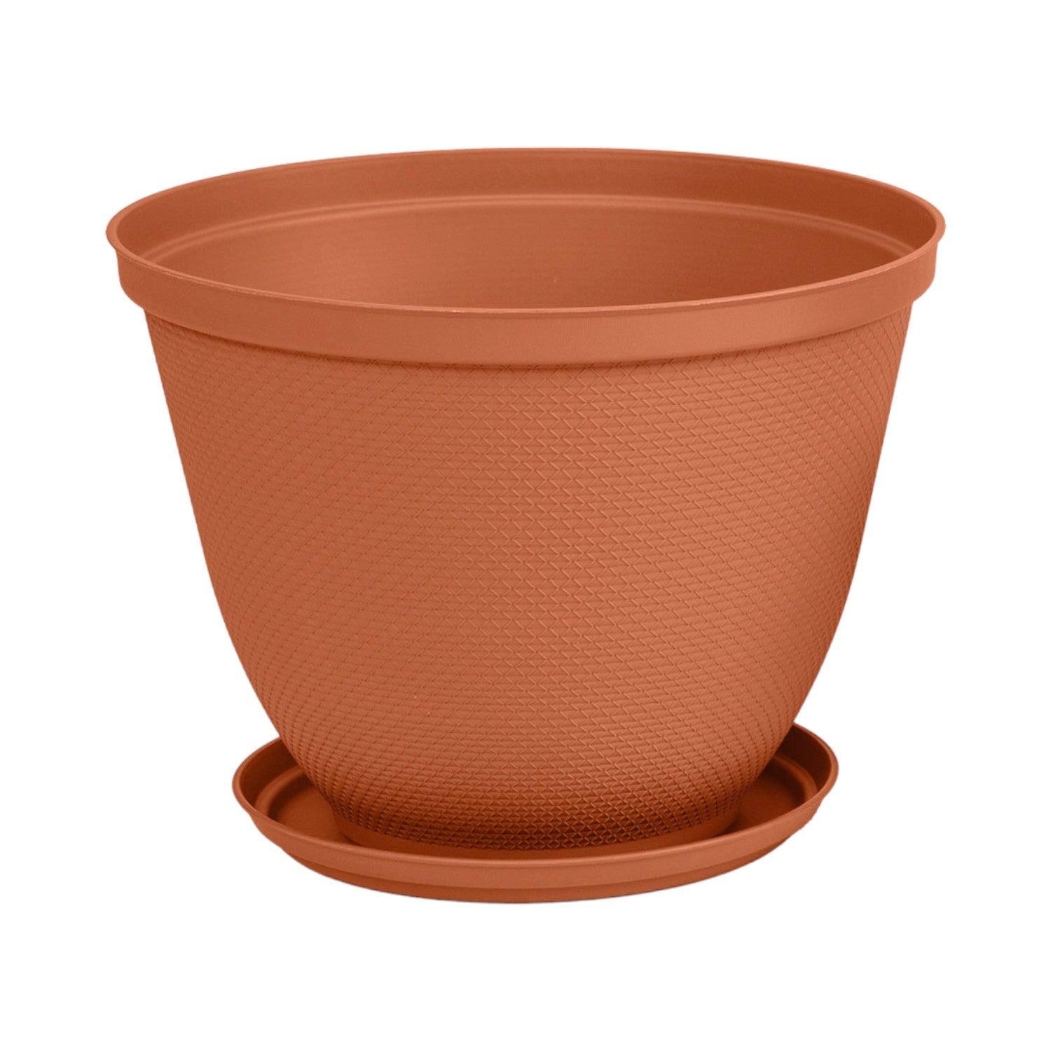 Macetero Plástico Con Plato Redondo 35Cm Terracota Rimax Terracota Tamaño Único