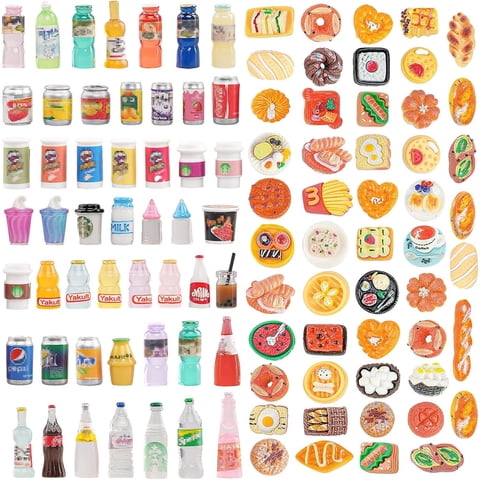 Vyseglobal - Set Miniaturas Comida Bebida Resina 100 Piezas