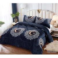 Aladdins Shop - Cobertor De Invierno De Plush Y Chiporro 2 Plazas Negro Luna