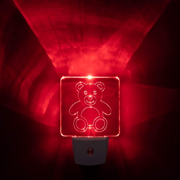 Luz nocturna Spectra479 LED rojo, paquete de 2, forma de oso de peluche