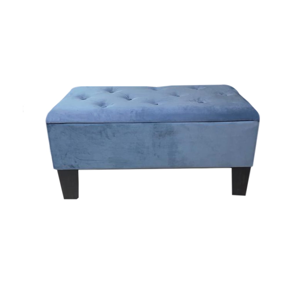 Muebles Hvm - Banqueta Baul Hvm Azul Petroleo Felpa