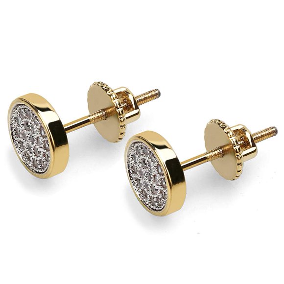 Arete TOPGRILLZ Chapado en Oro 14K con Cierre de Tornillo y Piedra de 7 mm