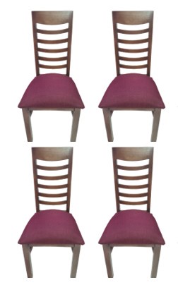Koliat - Pack 4 Sillas Nemesis Nogal Tapiz Burdeo