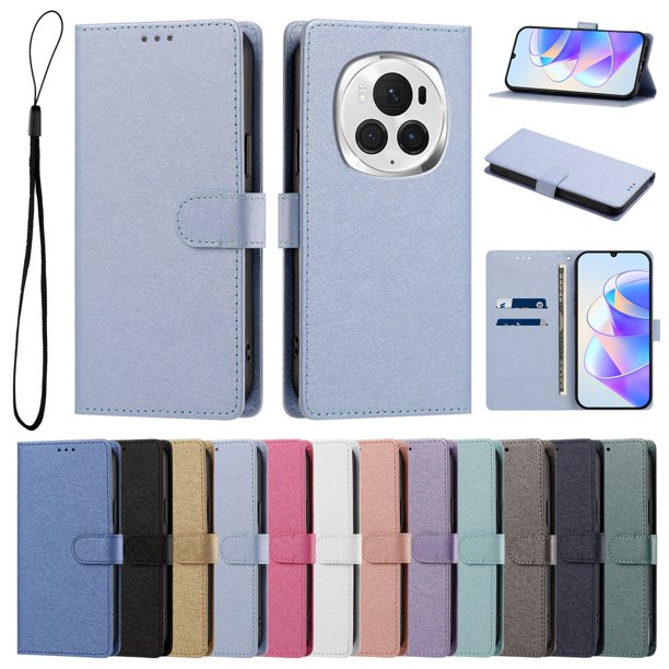 Cartera para Honor Magic6 Pro con Soporte y Correa, Azul Cielo