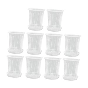 Ioensy - 10 Macetas Para Orquídeas, Prácticas Y Profesionales, Para Un Crecimiento Saludable De Las Raíces, Con Platillo, 11,7 X 16 X 18 Cm.