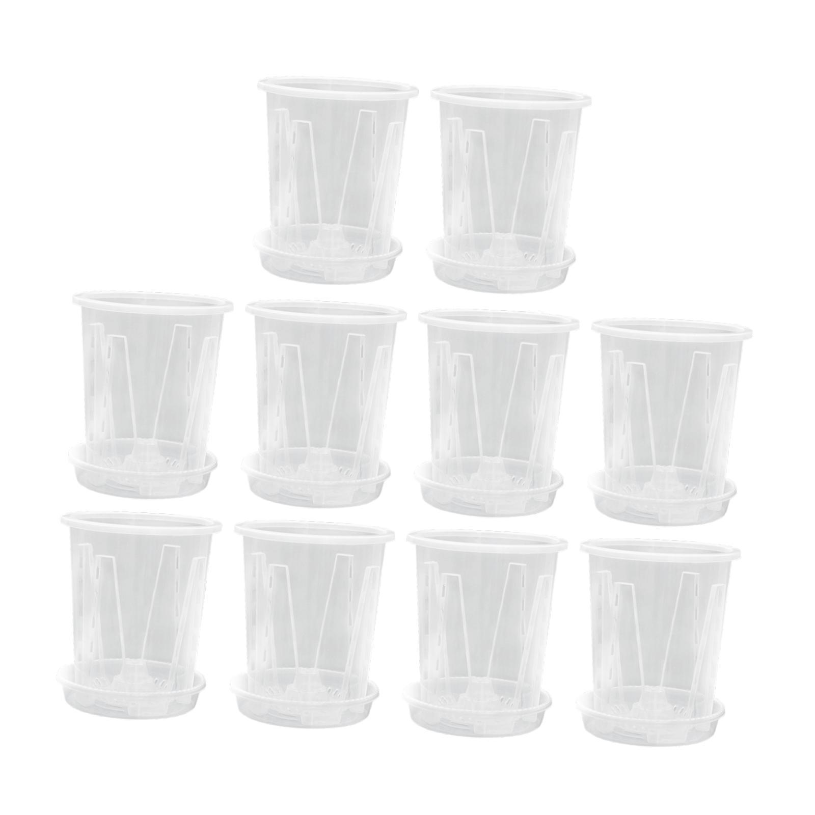 Ioensy - 10 Macetas Para Orquídeas, Prácticas Y Profesionales, Para Un Crecimiento Saludable De Las Raíces, Con Platillo, 11,7 X 16 X 18 Cm.