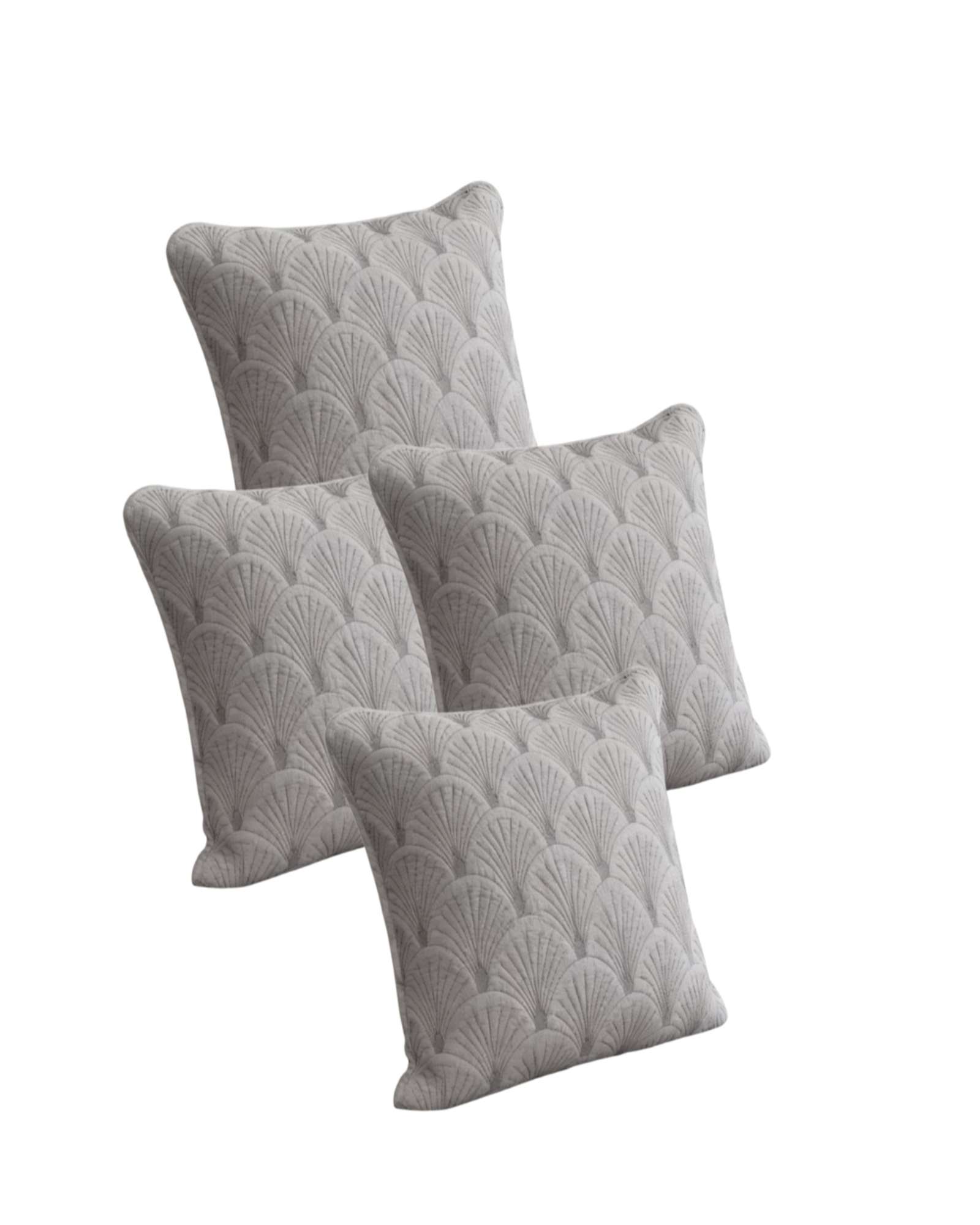Genérico - Set De 4 Fundas De Cojin Serie Abanico 45X45 Cm Gris