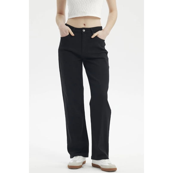 Jeans Mujer Calce Recto Color Negro - ll