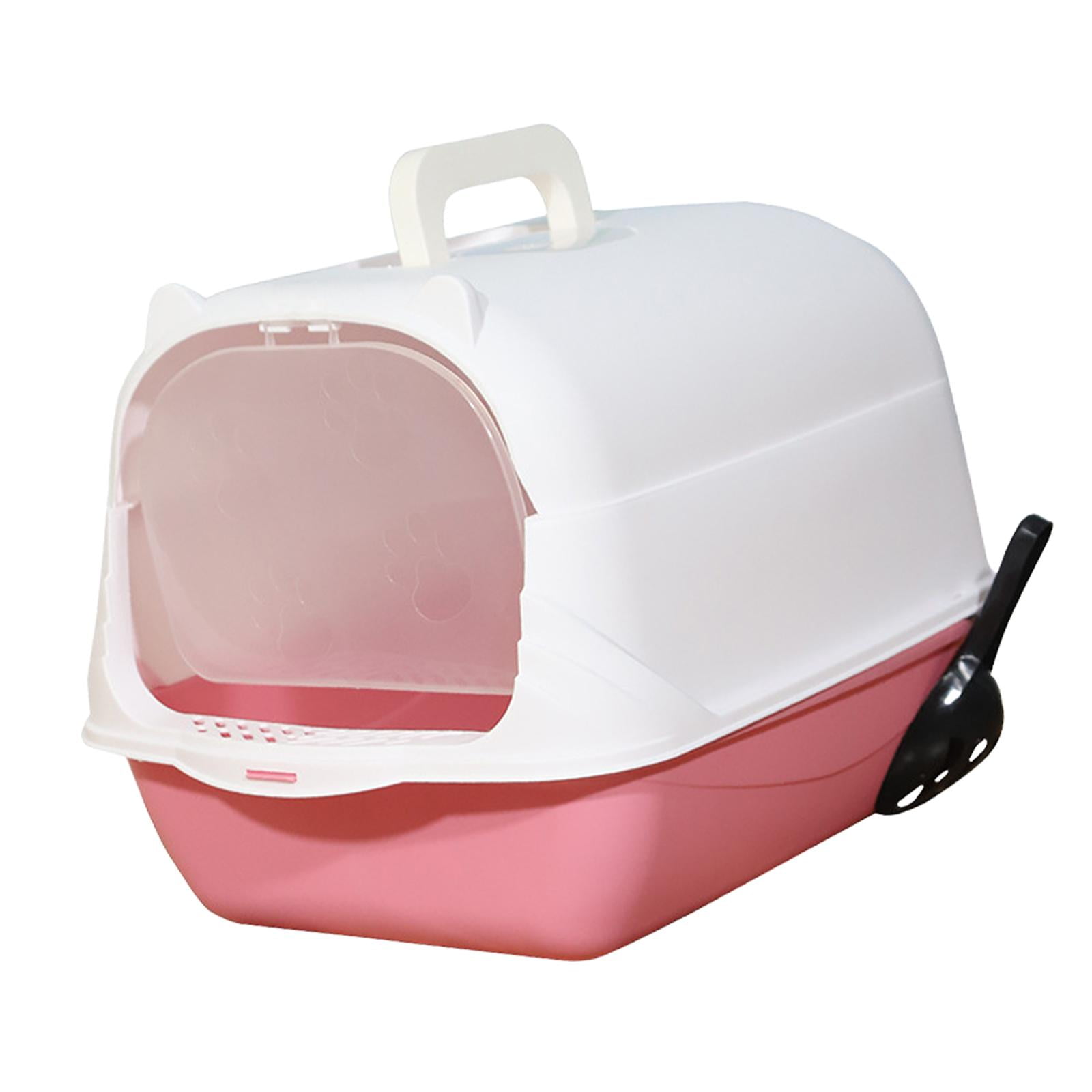 Caja De Arena Para Gatos Con Capucha Inodoro Para Gatos Cerrado Y Cubierto Caja De Arena Duradera Para Mascotas De Mano Rosa