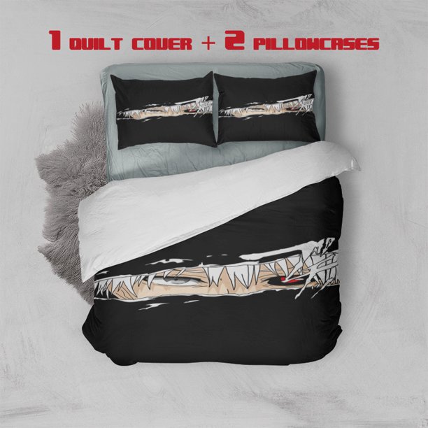 3pcs Mysterious Dual Tone Eye Dark Gaze Anime Style Bedding Set Cover and Pillowcases with Multi Color Print