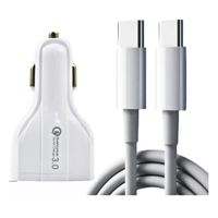 Genérico - Adaptador Cargador Auto Para Celular + Cable Usb-C