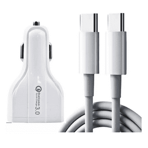 Genérico - Adaptador Cargador Auto Para Celular + Cable Usb-C