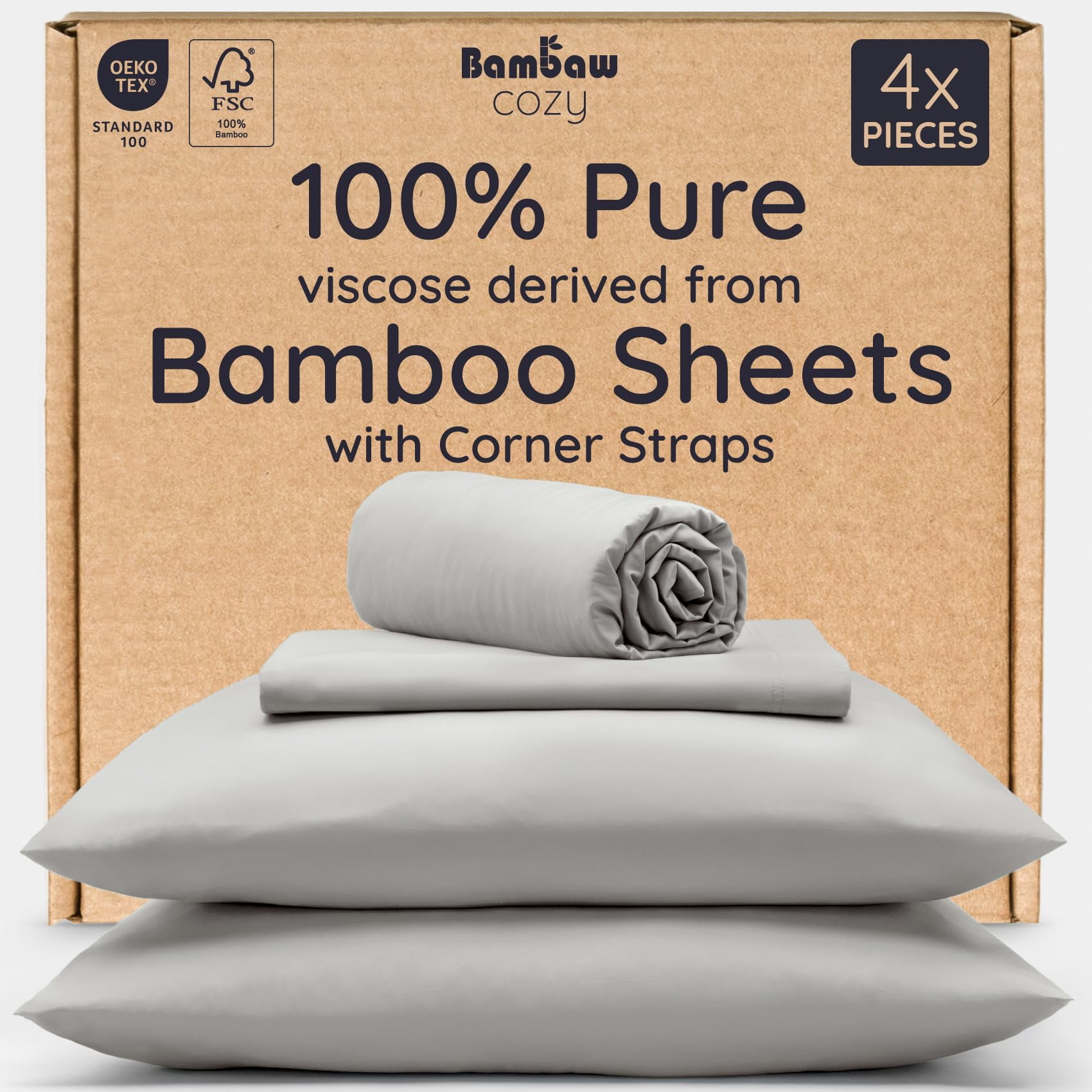 Sábana Bajera Bambaw Queen Fresca 100% Bambú Profundidad 40 Cm