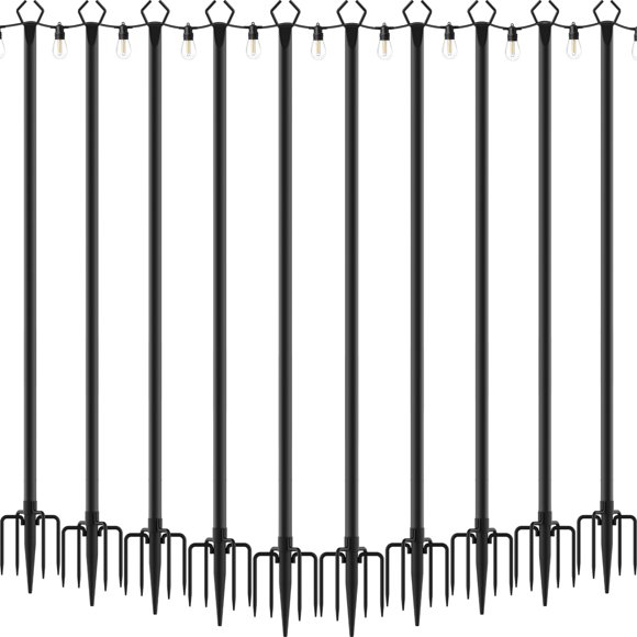 Postes para luces AILBTON de 3 m, soporte metálico para exteriores, paquete de 10