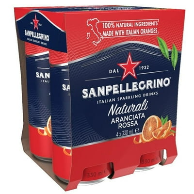 Agua Saborizada Aranciata Rossa Pack 4 Lata 330 Ml San Pellegrino